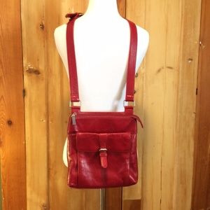 Clarks Red Leather Cross Body Bag Organizer